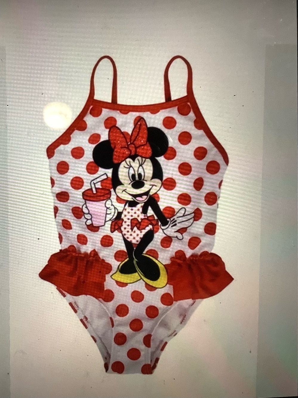 Disney Minnie Mouse Red & White Polka Dot Toddler Swimsuit